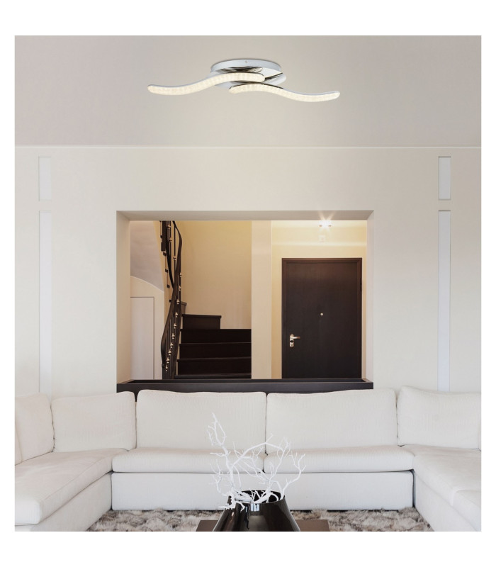 Nabro Integrated LED Semi Flush Ceiling Light Chrome 2x LED 3500K-6