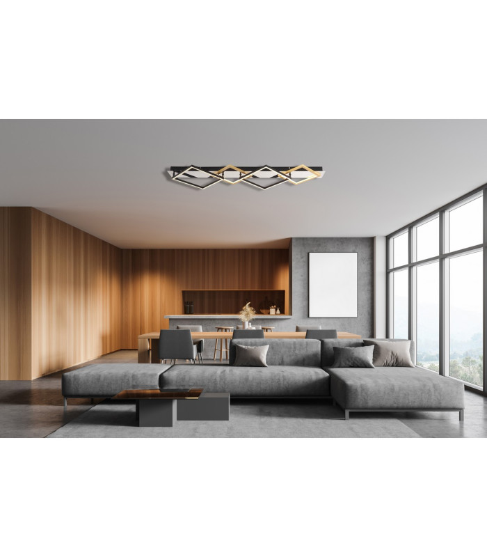 Lesina 105x36cm Integrated LED Semi Flush Ceiling Light Chrome LED 3000K-9