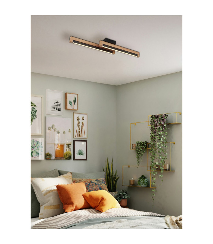 Starla Integrated LED Semi Flush Ceiling Light Matt Black 2x LED 3000K-4