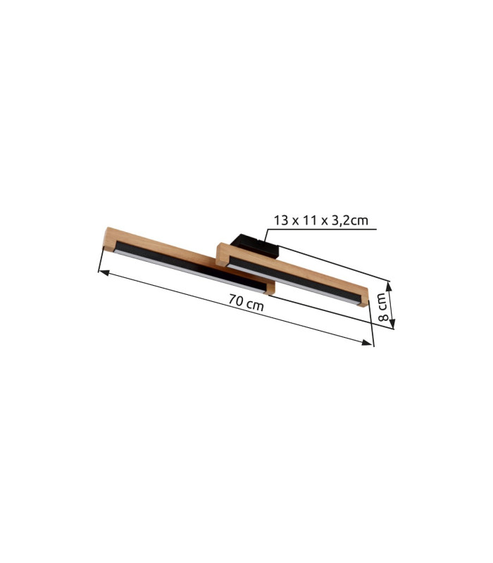 Starla Integrated LED Semi Flush Ceiling Light Matt Black 2x LED 3000K-6