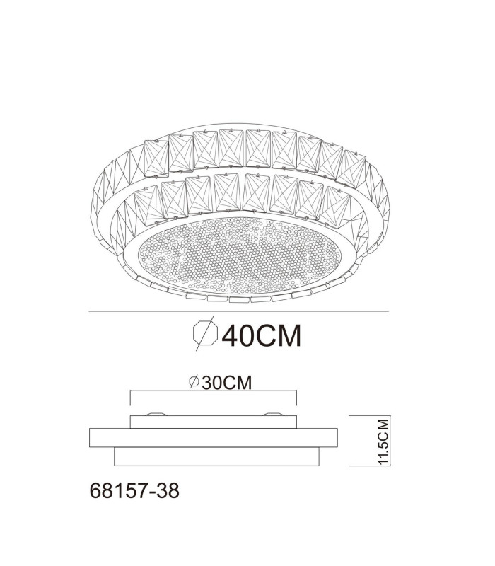 Klara 40cm Ceiling Light Chrome K5 Crystals LED Dimmable 2700-6000K Remote Control-13