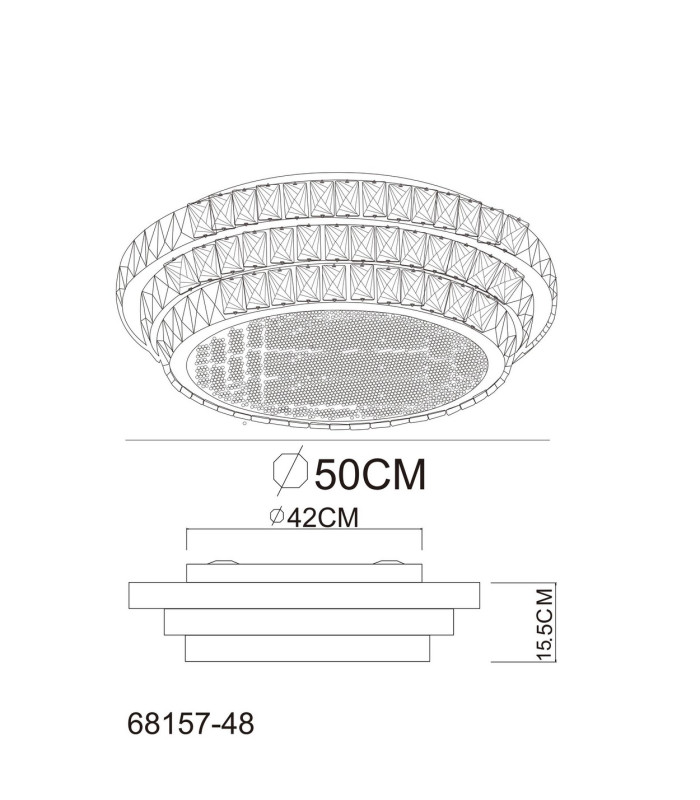 Klara 50cm Ceiling Light Chrome K5 Crystals LED Dimmable 2700-6000K Remote Control-13