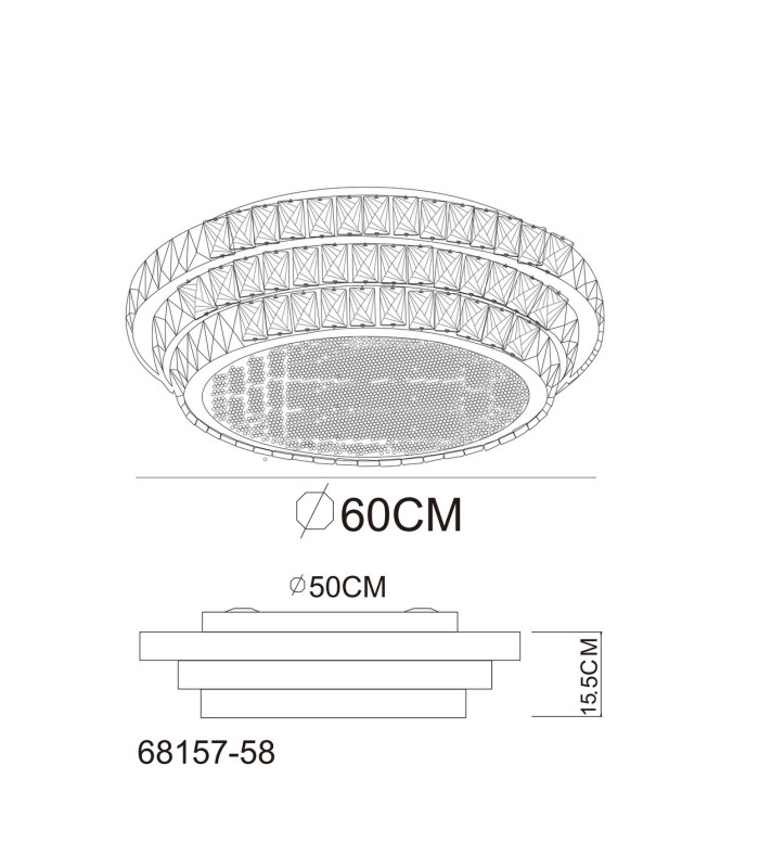 Klara 60cm Ceiling Light Chrome K5 Crystals LED Dimmable 2700-6000K Remote Control-13