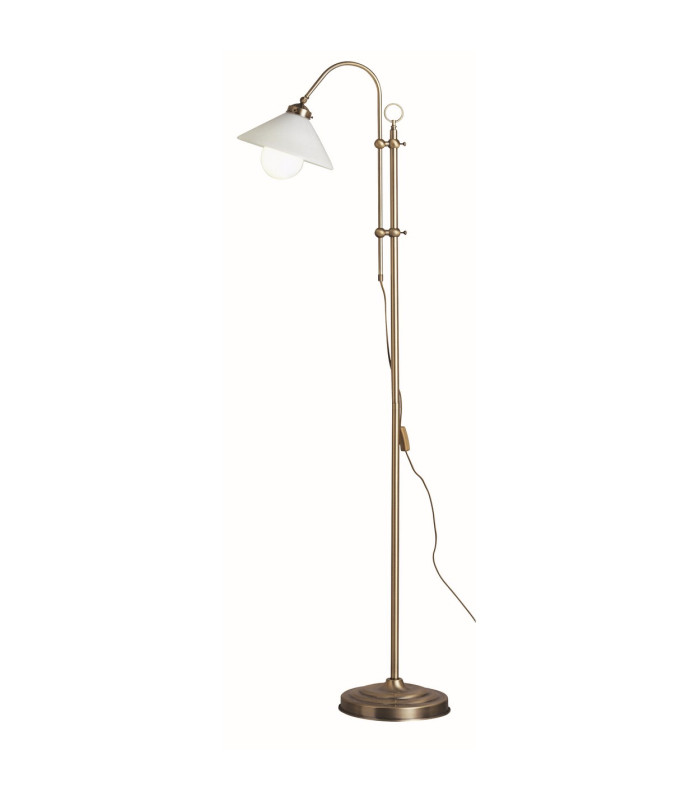 Landlife Task Floor Lamp Old Brass Opal Glass Shade 1x E27-1