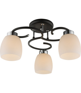Pessoa Iv Multi Arm Semi Flush Ceiling Lamp Black Opal Glass Shade 3x E27-1