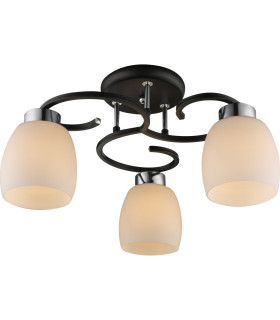 Pessoa Iv Multi Arm Semi Flush Ceiling Lamp Black Opal Glass Shade 3x E27-2