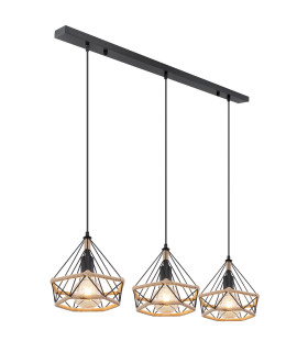 Ulleu Bar Pendant Ceiling Light Matt Black 3x E27-1