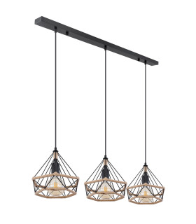 Ulleu Bar Pendant Ceiling Light Matt Black 3x E27-2