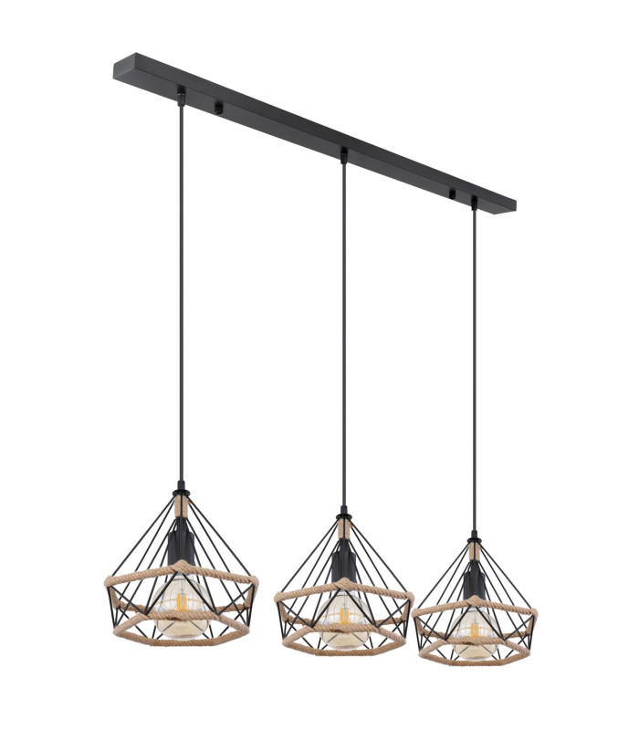 Ulleu Bar Pendant Ceiling Light Matt Black 3x E27-2