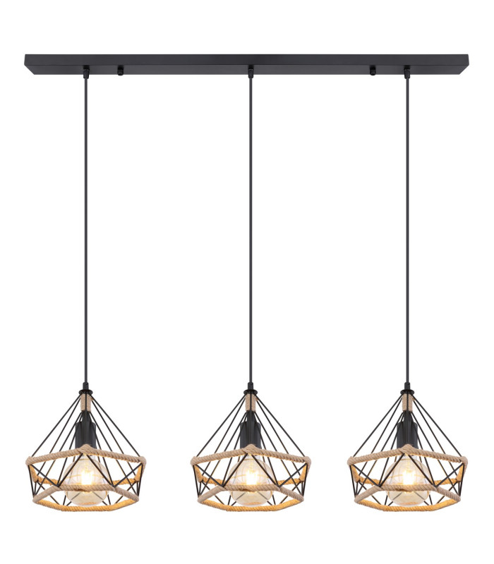 Ulleu Bar Pendant Ceiling Light Matt Black 3x E27-3