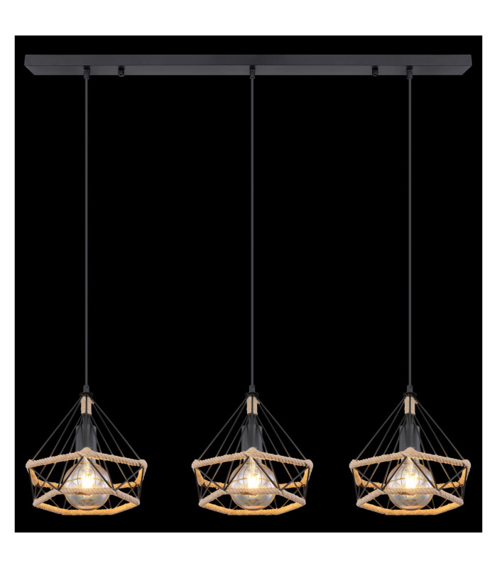 Ulleu Bar Pendant Ceiling Light Matt Black 3x E27-6
