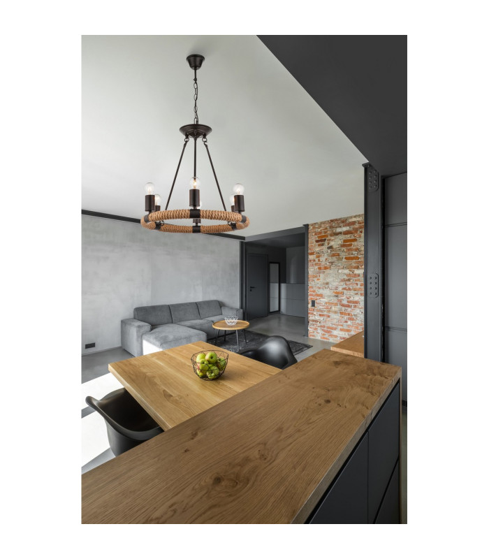 Ulleu Multi Arm Pendant Ceiling Light Black 6x E27-5