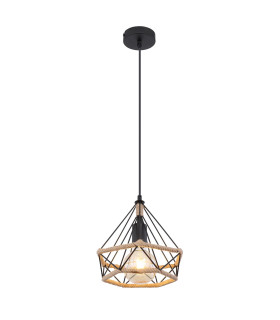 Ulleu Wire Frame Pendant Ceiling Light Matt Black 1x E27-1