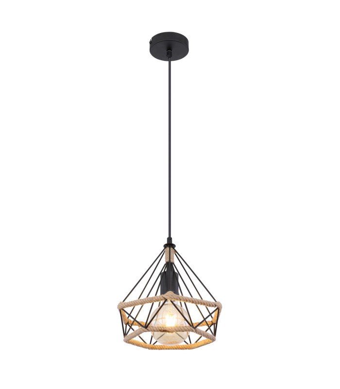 Ulleu Wire Frame Pendant Ceiling Light Matt Black 1x E27-1