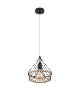 Ulleu Wire Frame Pendant Ceiling Light Matt Black 1x E27-2