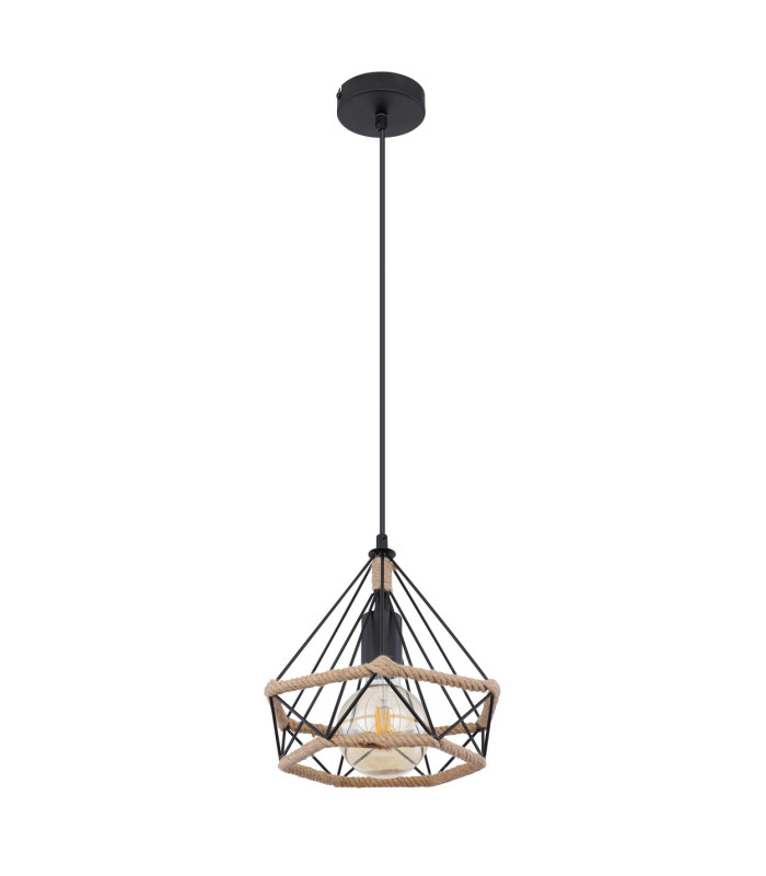 Ulleu Wire Frame Pendant Ceiling Light Matt Black 1x E27-2