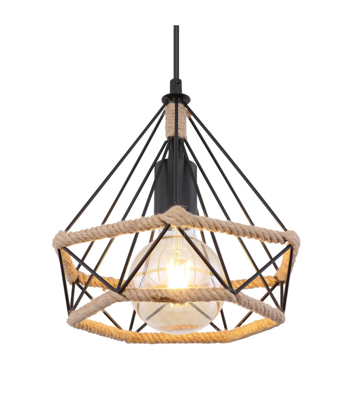 Ulleu Wire Frame Pendant Ceiling Light Matt Black 1x E27-3