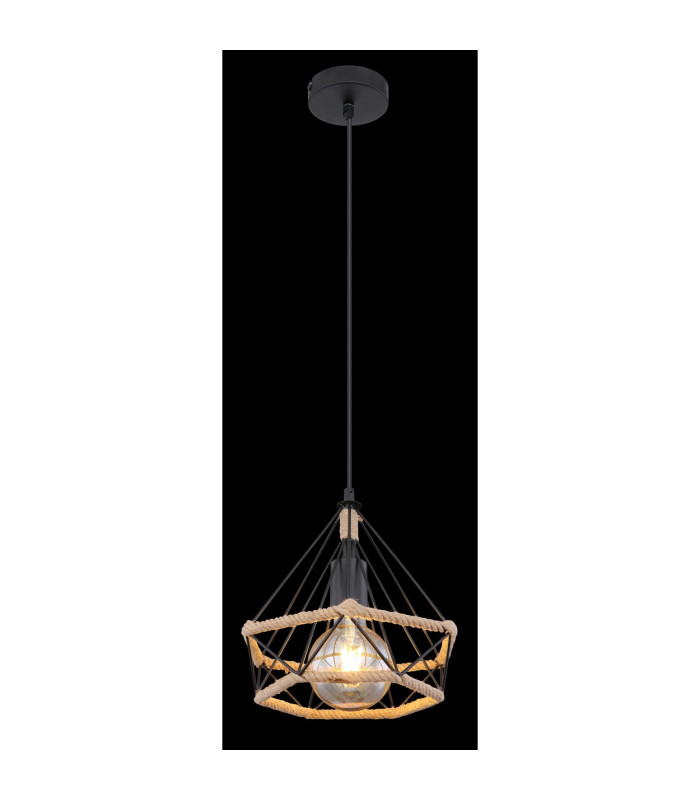Ulleu Wire Frame Pendant Ceiling Light Matt Black 1x E27-4
