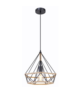 Ulleu 38cm Wire Frame Pendant Ceiling Light Black 1x E27-1