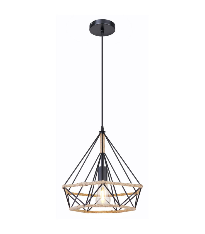 Ulleu 38cm Wire Frame Pendant Ceiling Light Black 1x E27-1