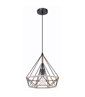 Ulleu 38cm Wire Frame Pendant Ceiling Light Black 1x E27-2