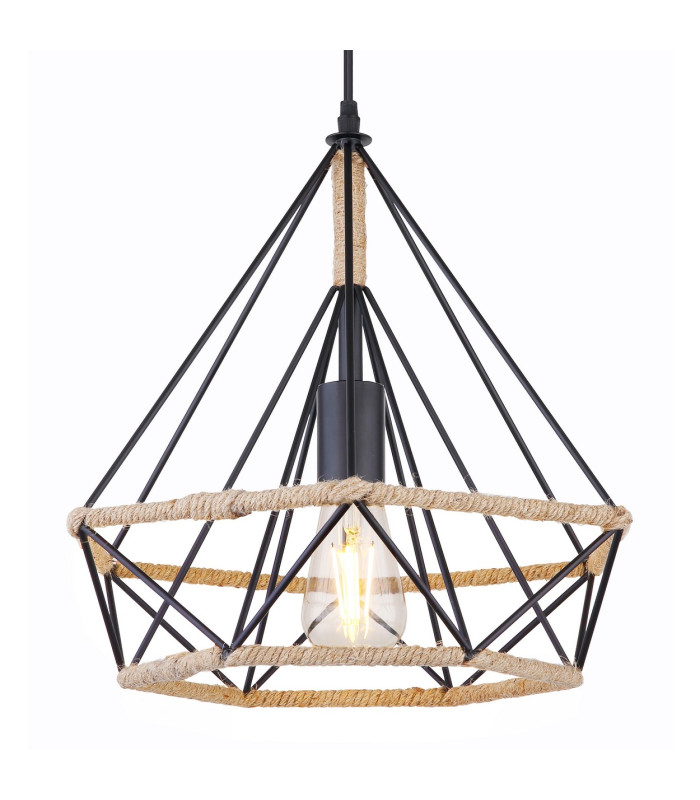 Ulleu 38cm Wire Frame Pendant Ceiling Light Black 1x E27-3