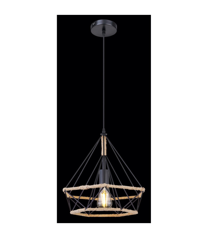 Ulleu 38cm Wire Frame Pendant Ceiling Light Black 1x E27-4
