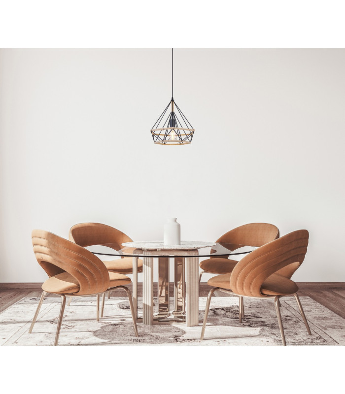 Ulleu 38cm Wire Frame Pendant Ceiling Light Black 1x E27-5