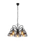 Cottage Multi Arm Pendant Ceiling Light Matt Black Smoke Glass Shade 5x E27-1
