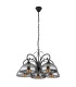 Cottage Multi Arm Pendant Ceiling Light Matt Black Smoke Glass Shade 5x E27-2