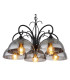 Cottage Multi Arm Pendant Ceiling Light Matt Black Smoke Glass Shade 5x E27-3