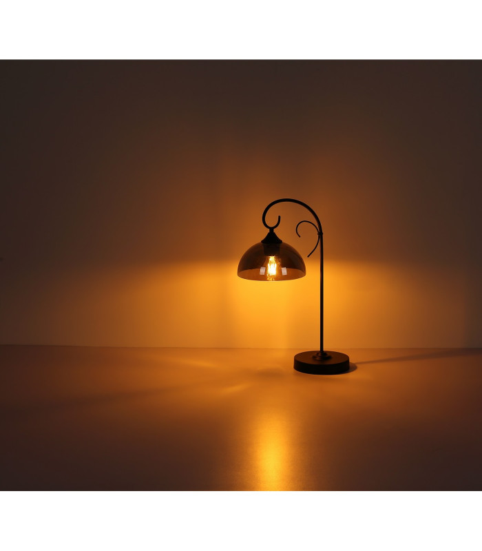 Cottage Multi Arm Pendant Ceiling Light Matt Black Smoke Glass Shade 5x E27-4