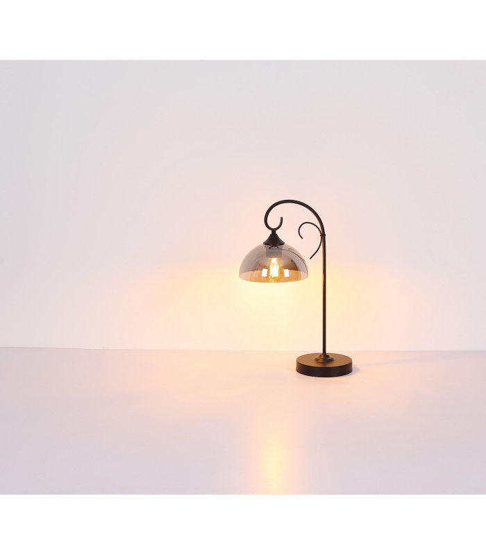 Cottage Multi Arm Pendant Ceiling Light Matt Black Smoke Glass Shade 5x E27-5
