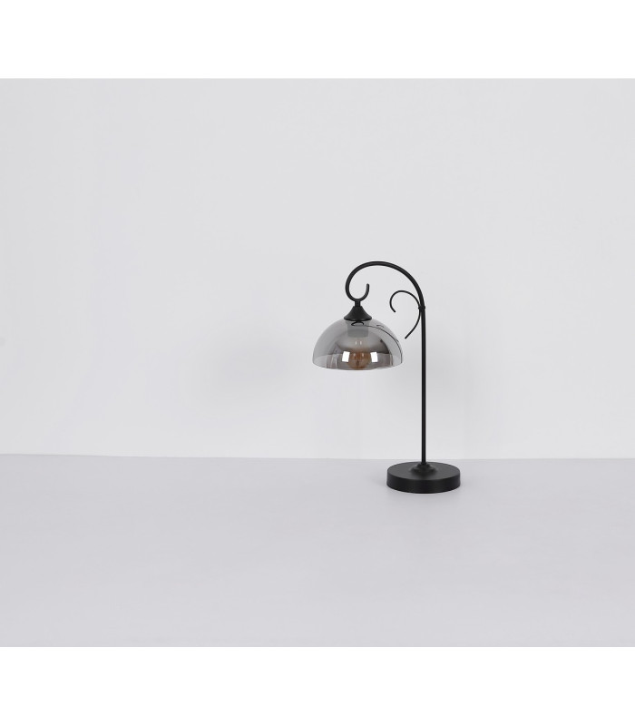 Cottage Multi Arm Pendant Ceiling Light Matt Black Smoke Glass Shade 5x E27-6