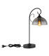Cottage Bedside Table Lamp Matt Black Smoke Glass Shade 1x E27-3