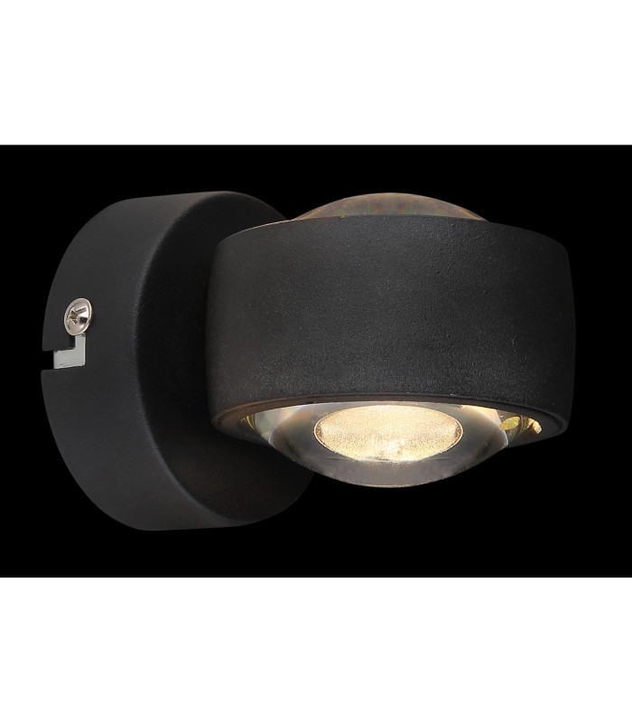 Randi Integrated LED Wall Lamp Matt Black Clear Glass Shade 2x LED 3000K-4