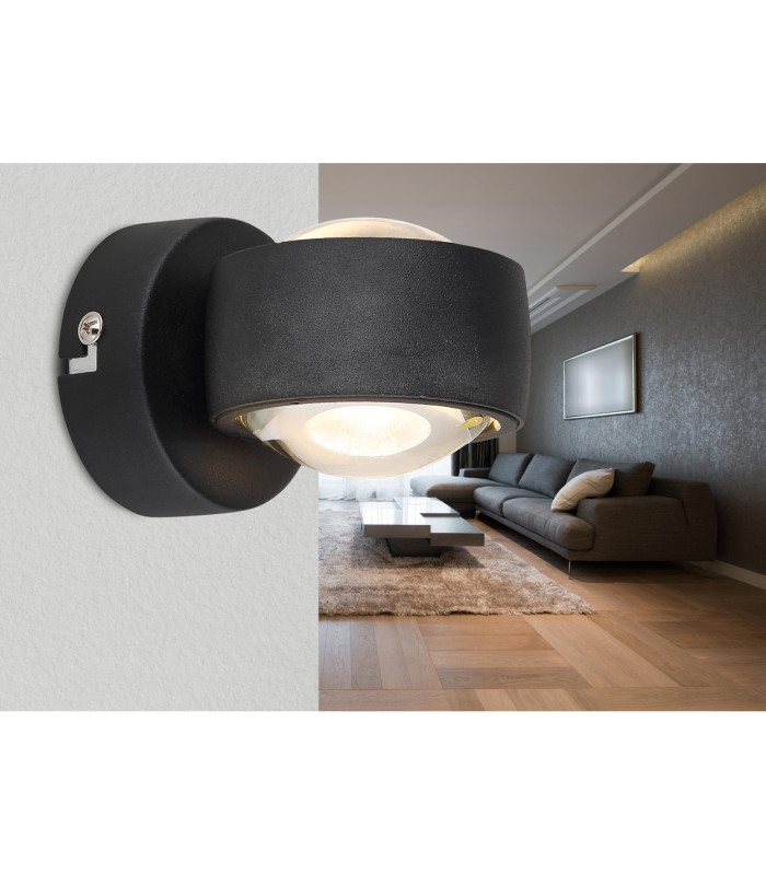 Randi Integrated LED Wall Lamp Matt Black Clear Glass Shade 2x LED 3000K-8