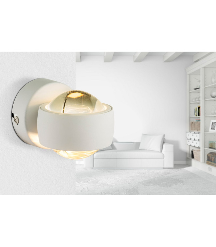 Randi Integrated LED Wall Lamp White Clear Glass Shade 2x LED 3000K-3
