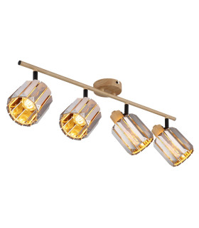 Run Ceiling Spotlight Bar Wood Look K5 Crystals Smoke Colored 4x E14-1
