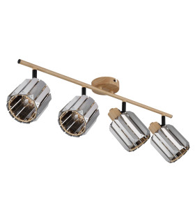 Run Ceiling Spotlight Bar Wood Look K5 Crystals Smoke Colored 4x E14-2