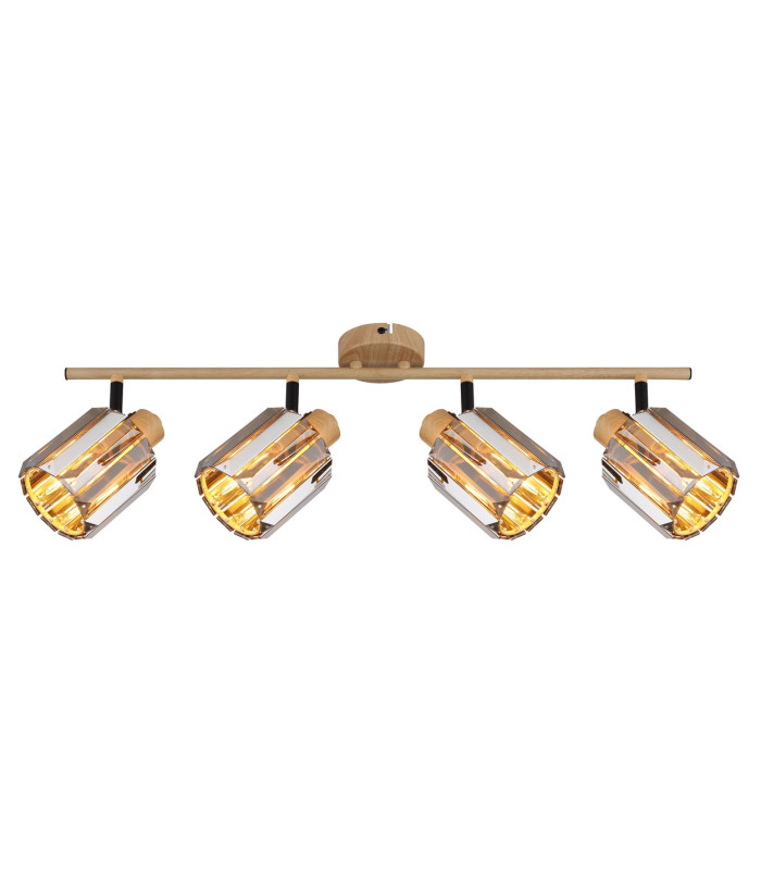 Run Ceiling Spotlight Bar Wood Look K5 Crystals Smoke Colored 4x E14-3