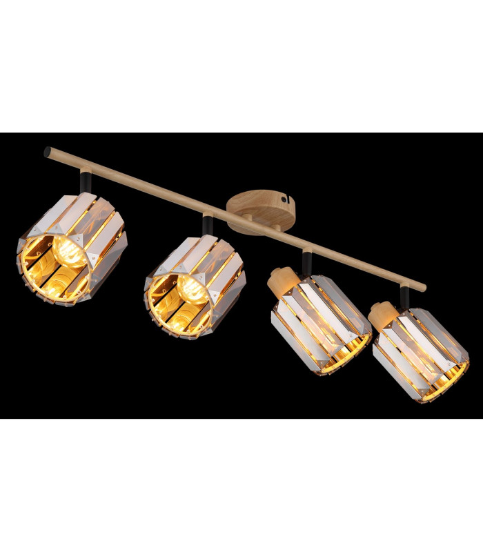 Run Ceiling Spotlight Bar Wood Look K5 Crystals Smoke Colored 4x E14-5