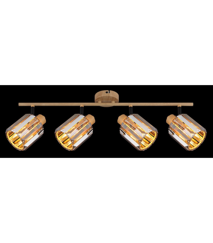 Run Ceiling Spotlight Bar Wood Look K5 Crystals Smoke Colored 4x E14-6
