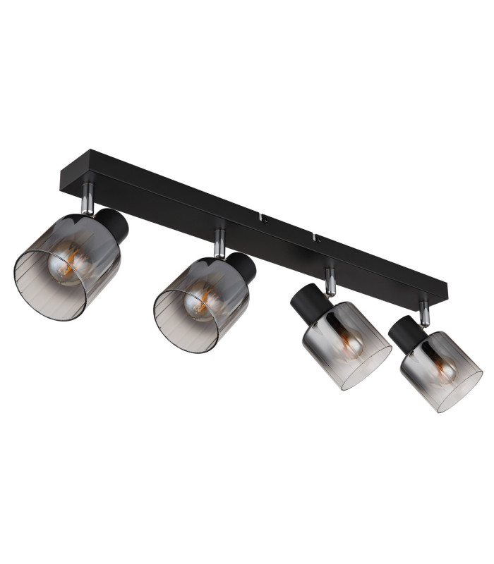 Jack Ceiling Spotlight Bar Matt Black Smoke Glass Shade 4x E14-2