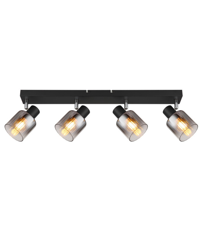Jack Ceiling Spotlight Bar Matt Black Smoke Glass Shade 4x E14-3