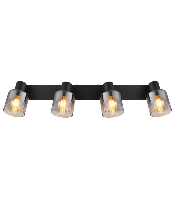Jack Ceiling Spotlight Bar Matt Black Smoke Glass Shade 4x E14-4