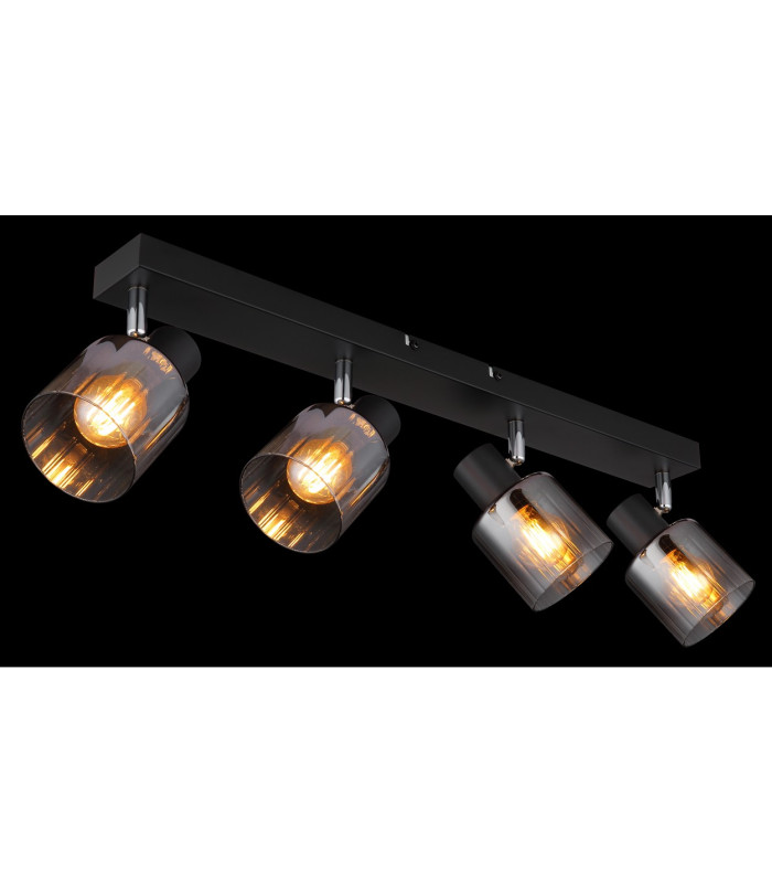Jack Ceiling Spotlight Bar Matt Black Smoke Glass Shade 4x E14-5