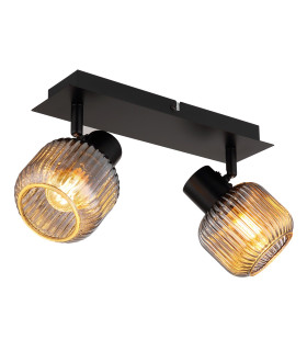Tom Twin Ceiling Spotlight Matt Black Smoke Glass Shade 2x E14-1
