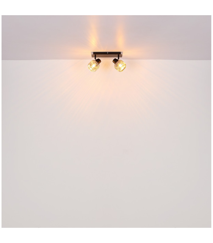 Tom Twin Ceiling Spotlight Matt Black Smoke Glass Shade 2x E14-6