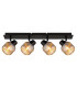 Tom Ceiling Spotlight Bar Matt Black Smoke Glass Shade 4x E14-3